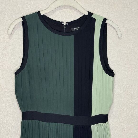 Halogen Atlantic-Pacific Dress Womens 2 Petite Black Pleated Colorblock Midi - Picture 3 of 8